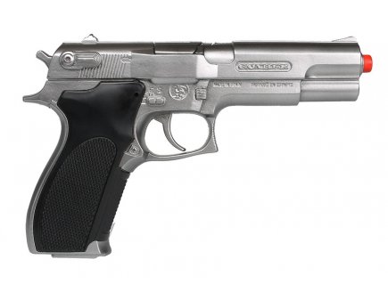 PISTOLET POLICE METAL ARGENT 8 COUPS - GONHER - 450 - ARME FACTICE, ACCESSOIRE