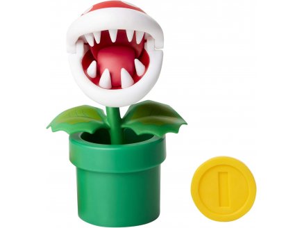 Plante piranha avec piece : figurine super mario 11 cm - figurine