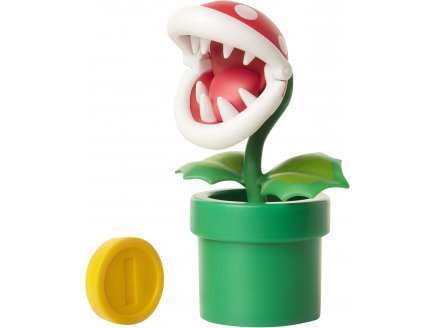 Plante piranha avec piece : figurine super mario 11 cm - figurine