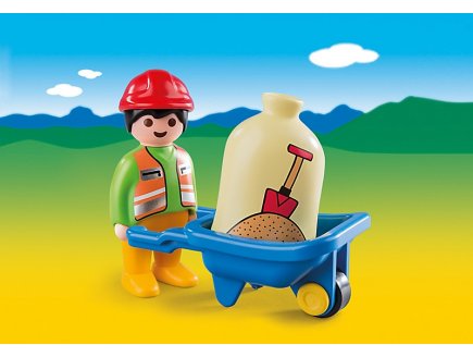 PLAYMOBIL 1.2.3 6961 OUVRIER AVEC BROUETTE