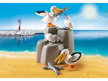 PLAYMOBIL AQUARIUM 9070 FAMILLE DE PELICANS