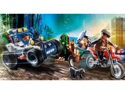 PLAYMOBIL CITY ACTION 70570 POLICIER AVEC VOITURETTE ET VOLEUR A MOTO