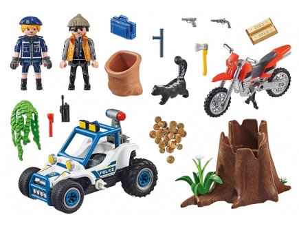 Playmobil city action 70570 policier avec voiturette et voleur a moto