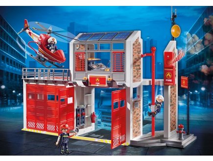 PLAYMOBIL CITY ACTION 9462 CASERNE DE POMPIERS AVEC HELICOPTERE