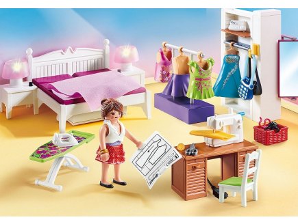 PLAYMOBIL DOLLHOUSE 70208 CHAMBRE AVEC ESPACE COUTURE