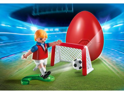 Playmobil sportifs 4947 oeuf joueur de football avec cage au but