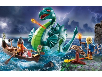 PLAYMOBIL VIKING 71830 DUO DE VIKINGS, BARQUE, CANON ET MONSTRE MARIN