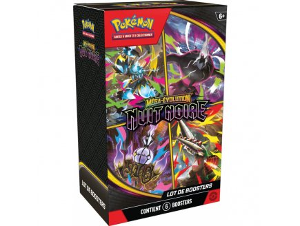 Pokémon - Bundle de 6 Boosters - ME05 Méga-Évolution - Nuit Noire - Asmodee - cartes à collectionner Française
