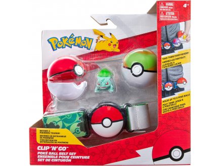 POKEMON CLIP 'N' GO : CEINTURE DU DRESSEUR AVEC POKEBALL ET FAIBLO BALL + FIGURINE BULBIZARRE - BANDAI