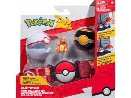 POKEMON CLIP 'N' GO : CEINTURE DU DRESSEUR AVEC PREMIER BALL ET LUXURY BALL + FIGURINE SALAMECHE - BANDAI