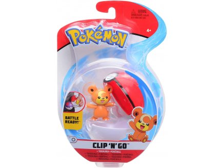 POKEMON CLIP 'N' GO : TEDDIURSA ET SA POKE BALL - POKEBALL - FIGURINE - TOMY - 37421