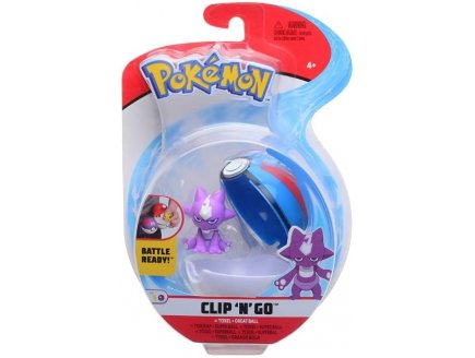 POKEMON CLIP 'N' GO : TOXIZAP ET SA  SUPERBALL - FIGURINE ET SUPER BALL - TOMY 37423