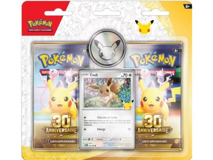 Pokemon Coffret Duopack 30eme Anniversaire : 2 Boosters de 5 cartes a collectionner + Carte Evoli - Asmodee