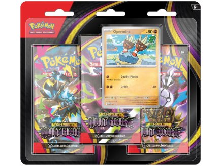 Pokemon ME05 Méga Evolution - Coffret Tripack Nuit Noire : 3 Boosters de 10 cartes a collectionner + Carte Opermine - Asmodee