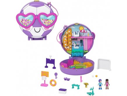 Polly pocket coffret match de football - terrain multi sports + 2 figurines + 12 accessoires - Mattel - hcg14
