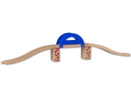 PONT EN BOIS AVEC BRIQUES - ACCESSOIRE CIRCUIT TRAIN - BEEBOO - JOUET EN BOIS