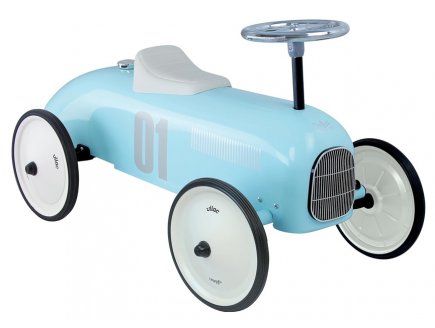 PORTEUR VOITURE DE COURSE VINTAGE METAL BLEU TENDRE - VILAC - 1124 - BEBE