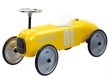 PORTEUR VOITURE DE COURSE VINTAGE METAL JAUNE - VILAC - 50837