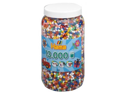 POT DE 13000 PERLES A REPASSER HAMA MIDI COULEURS ASSORTIES - 211-00