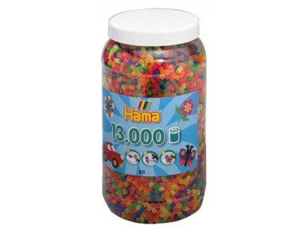 POT DE 13000 PERLES A REPASSER HAMA MIDI COULEURS ASSORTIES NEON - 211-51