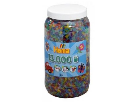 POT DE 13000 PERLES A REPASSER HAMA MIDI COULEURS ASSORTIES PAILLETEES - 211-54