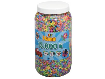 POT DE 13000 PERLES A REPASSER HAMA MIDI COULEURS ASSORTIES PASTEL - 211-50