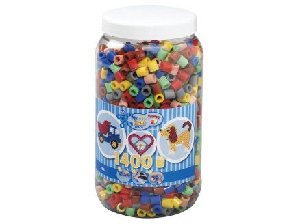 POT DE 1400 PERLES A REPASSER HAMA MAXI COULEURS ASSORTIES - 8543