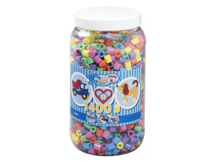 POT DE 1400 PERLES A REPASSER HAMA MAXI COULEURS ASSORTIES PASTEL - 8541