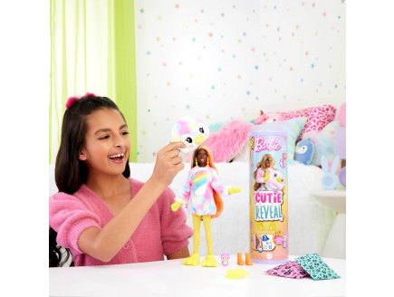 Poup?e barbie cutie reveal pingouin 10 surprises - costume peluche animal - Mattel - hrk40