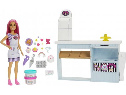 Poup?e barbie m?tier : la cuisine de barbie avec 20 accessoires + 1 poup?e mannequin - Mattel - hgb73
