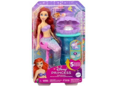 Poupée Ariel la petite sirène + coiffeuse de perle et 5 surprises - Poupée mannequin - Disney Princess - Mattel - JBF86