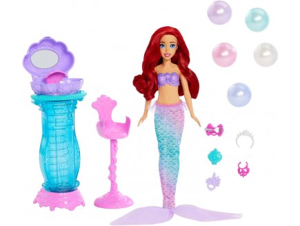 Poupée Ariel la petite sirène + coiffeuse de perle et 5 surprises - Poupée mannequin - Disney Princess - Mattel - JBF86