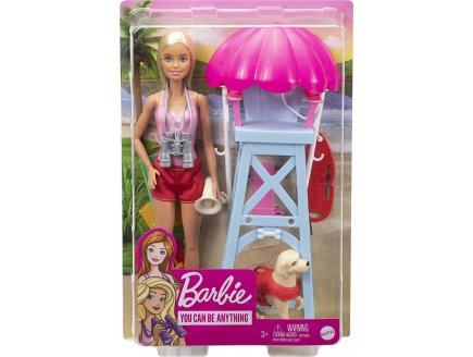 POUPEE BARBIE BLONDE METIER : MAITRE- NAGEUR + CHIEN + ACCESSOIRES - SAUVETEUSE - MATTEL - GTX69