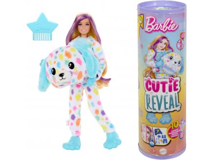 POUPEE BARBIE CUTIE REVEAL DALMATIEN 10 SURPRISES - COSTUME PELUCHE ANIMAL - MATTEL - HRK37