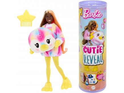 POUPEE BARBIE CUTIE REVEAL PINGOUIN 10 SURPRISES - COSTUME PELUCHE ANIMAL - MATTEL - HRK40
