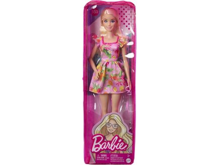POUPEE BARBIE FASHIONISTAS BLONDE CHEVEUX LONG - ROBE ROSE AVEC CHAUSSURES A TALONS - MATTEL - HBV15