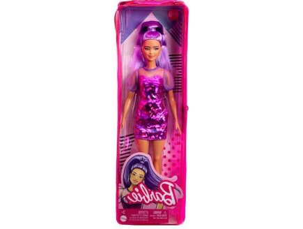 POUPEE BARBIE FASHIONISTAS CHEVEUX VIOLETS - ROBE VIOLETS AVEC BASKETS - MATTEL - HBV12