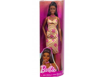 Poupee Barbie Fashionistas noire - Robe avec fleurs rose - Mattel - HYT91