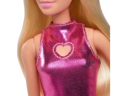 Poupée Barbie Fashionistas - Robe rose métallique avec cœur - Poupée mannequin Mode - Mattel - HYT88