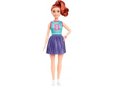 Poup�e Barbie Fashionistas rousse avec top et jupe mauve - Mattel - HYT90