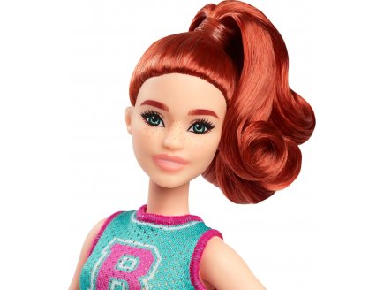 Poup�e Barbie Fashionistas rousse avec top et jupe mauve - Mattel - HYT90