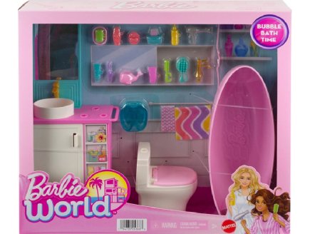 Poupe Barbie maison : la salle de Bain de Barbie avec 20 accessoires - Mattel - HYR09