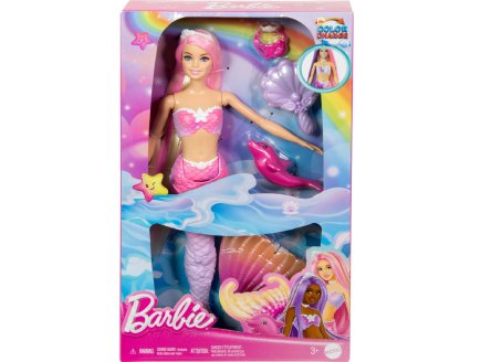 Poupee Barbie Malibu : Sir�ne cheveux rose + Dauphin + 3 accessoires - Mattel - HRP97