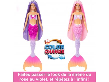 Poupee Barbie Malibu : Sir�ne cheveux rose + Dauphin + 3 accessoires - Mattel - HRP97