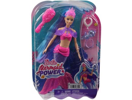 POUPEE BARBIE MERMAID POWER : SIRENE ROBERTS CHEVEUX BLEU ET VIOLET + ANIMAL + 3 ACCESSOIRES - MATTEL - HHG52