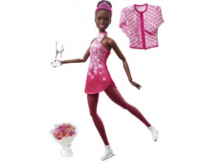 Poupee barbie metier : patineuse artistique + accessoires - sport de glace - Mattel - hcn31