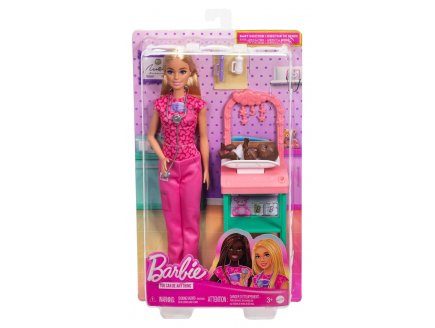 Poupée Barbie Pédiatre et Bébé - Métier Docteur, Cabinet médical - Mattel - JCR72