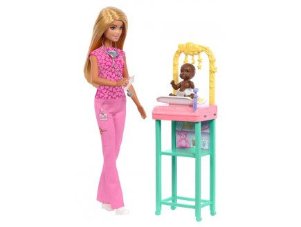 Poupée Barbie Pédiatre et Bébé - Métier Docteur, Cabinet médical - Mattel - JCR72
