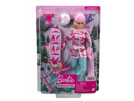 POUPEE BARBIE SNOWBOARDEUSE 30 CM AVEC ACCESSOIRES - SPORT D'HIVER - MATTEL - HCN32