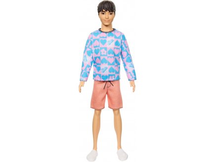 Poupee ken fashionistas avec short orange et maillot - barbie - Mattel - hrh24